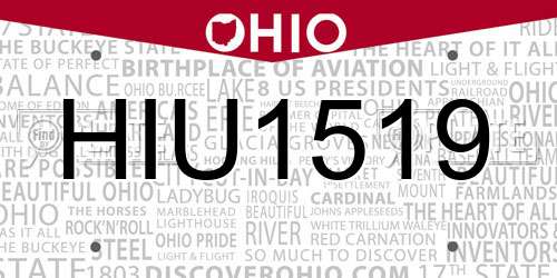 HIU1519 Ohio License Plate