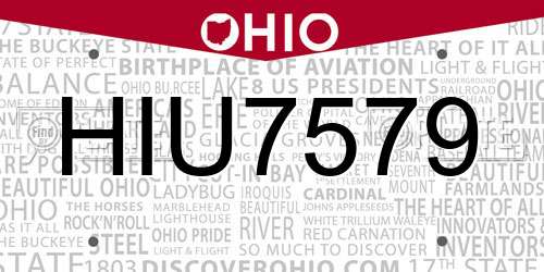 HIU7579 Ohio License Plate