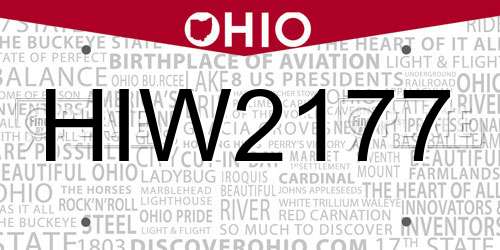 HIW2177 Ohio License Plate