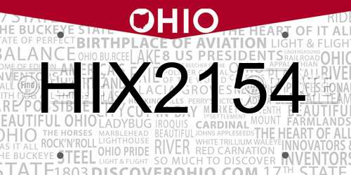 HIX2154 Ohio License Plate