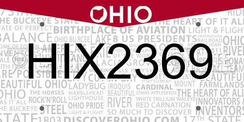 HIX2369 Ohio License Plate