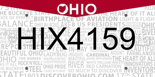HIX4159 Ohio License Plate