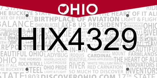 HIX4329 Ohio License Plate