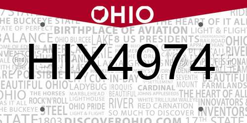 HIX4974 Ohio License Plate