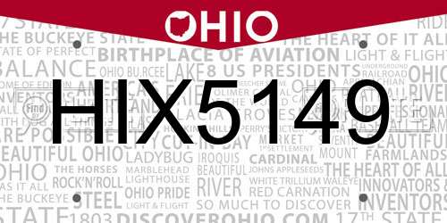 HIX5149 Ohio License Plate