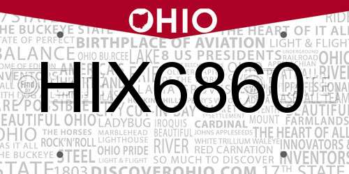 HIX6860 Ohio License Plate