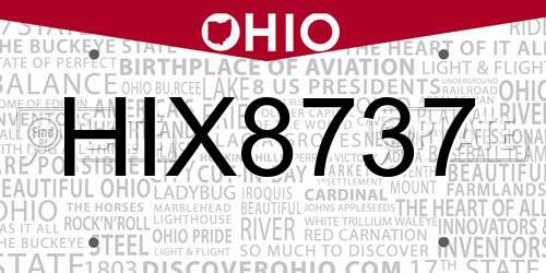 HIX8737 Ohio License Plate