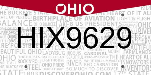 HIX9629 Ohio License Plate