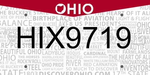 HIX9719 Ohio License Plate