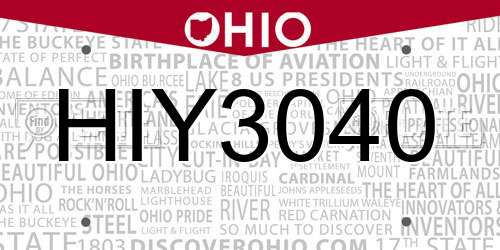HIY3040 Ohio License Plate
