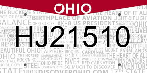 HJ21510 Ohio License Plate