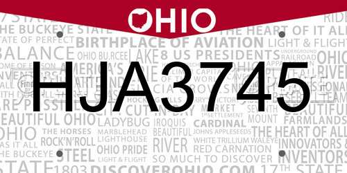HJA3745 Ohio License Plate
