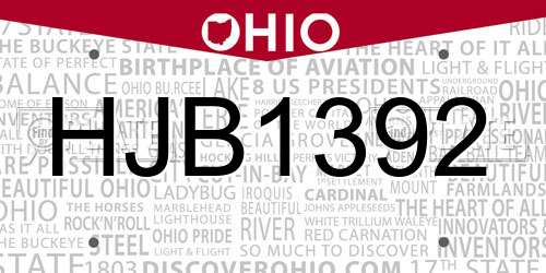 HJB1392 Ohio License Plate