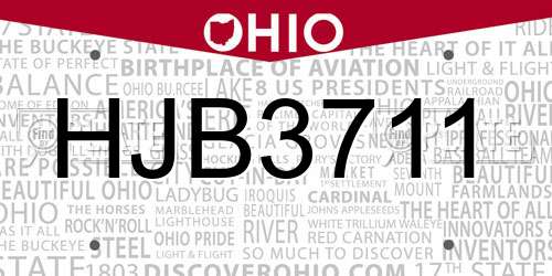 HJB3711 Ohio License Plate