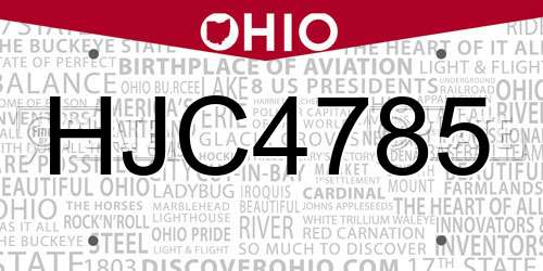 HJC4785 Ohio License Plate