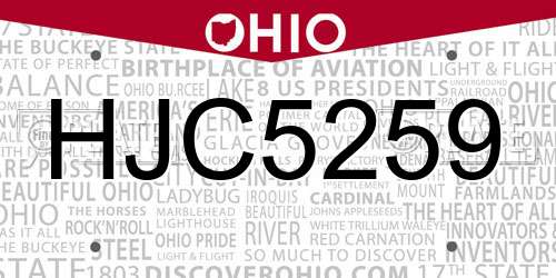 HJC5259 Ohio License Plate