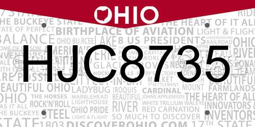 HJC8735 Ohio License Plate