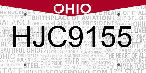 HJC9155 Ohio License Plate