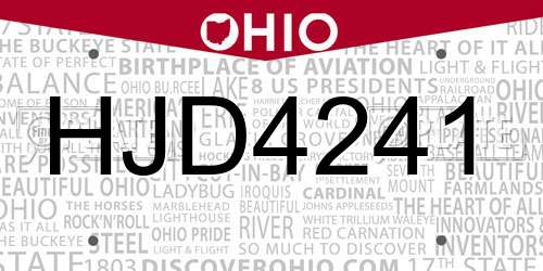 HJD4241 Ohio License Plate