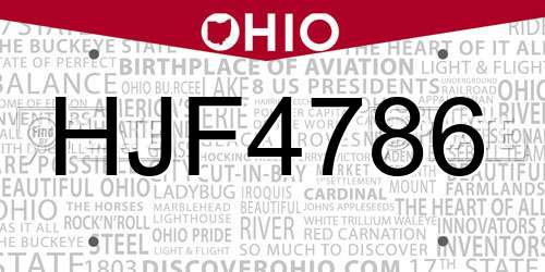 HJF4786 Ohio License Plate