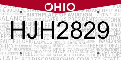 HJH2829 Ohio License Plate