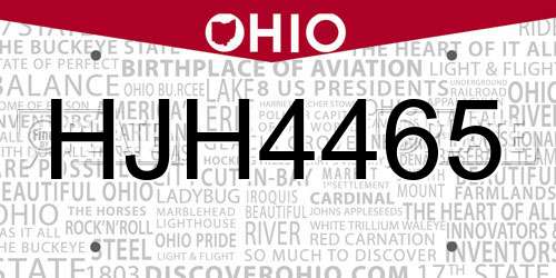 HJH4465 Ohio License Plate