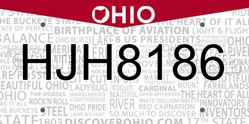 HJH8186 Ohio License Plate