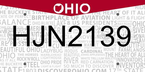 HJN2139 Ohio License Plate