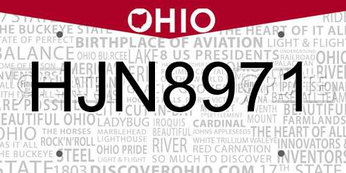 HJN8971 Ohio License Plate