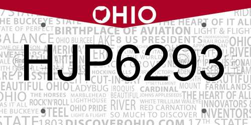 HJP6293 Ohio License Plate