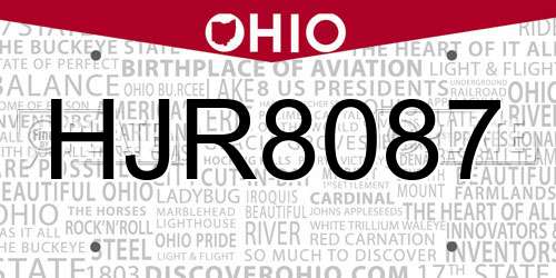 HJR8087 Ohio License Plate