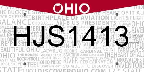 HJS1413 Ohio License Plate