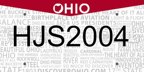 HJS2004 Ohio License Plate