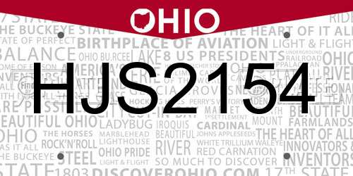 HJS2154 Ohio License Plate