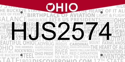 HJS2574 Ohio License Plate
