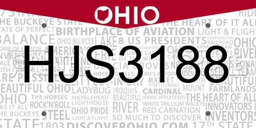 HJS3188 Ohio License Plate