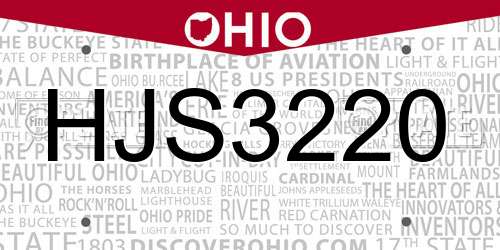 HJS3220 Ohio License Plate