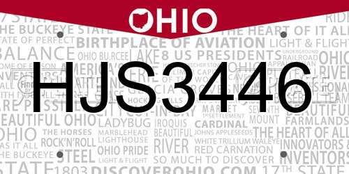 HJS3446 Ohio License Plate