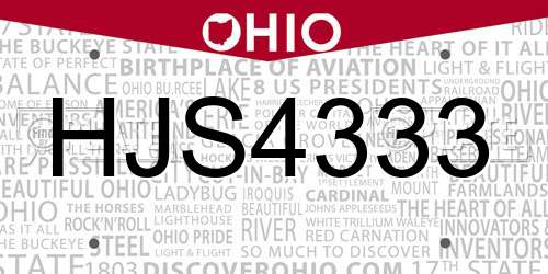 HJS4333 Ohio License Plate