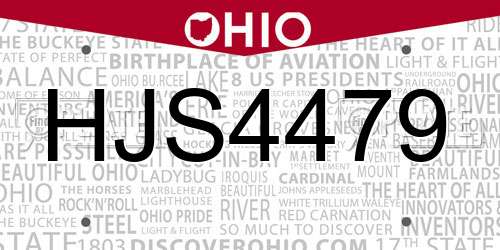 HJS4479 Ohio License Plate