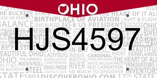 HJS4597 Ohio License Plate