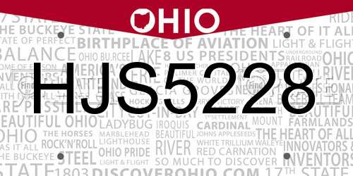 HJS5228 Ohio License Plate