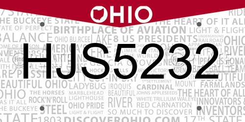 HJS5232 Ohio License Plate