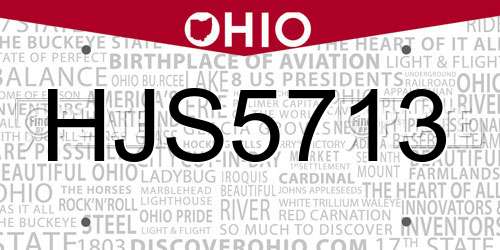 HJS5713 Ohio License Plate