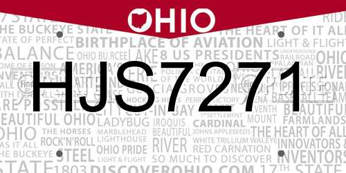 HJS7271 Ohio License Plate
