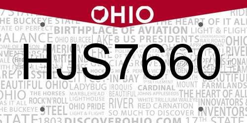 HJS7660 Ohio License Plate