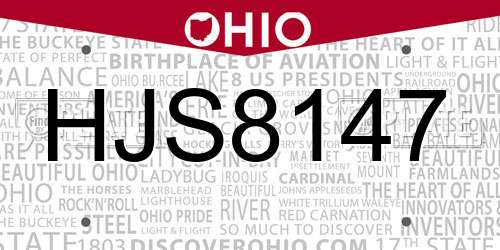 HJS8147 Ohio License Plate