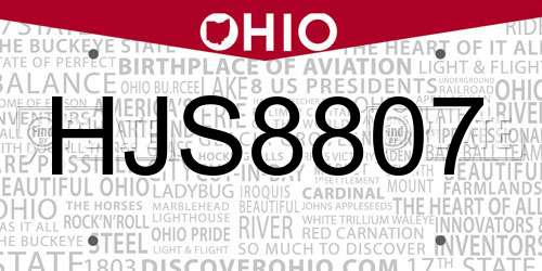 HJS8807 Ohio License Plate