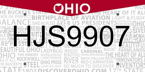 HJS9907 Ohio License Plate