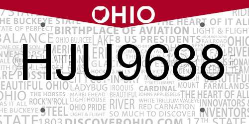HJU9688 Ohio License Plate